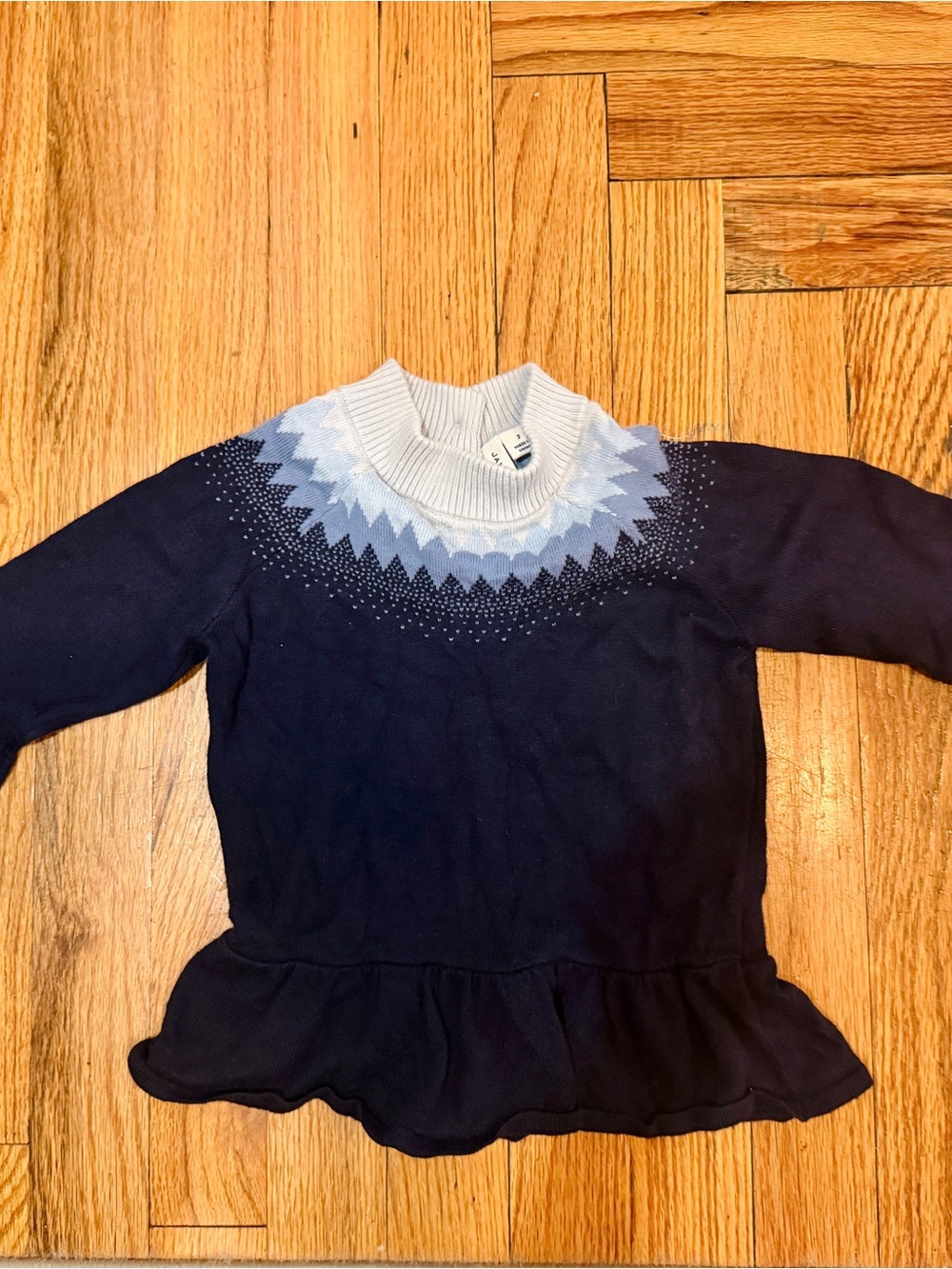 Janie and Jack Navy Sweater with Light Blue and White Yoke